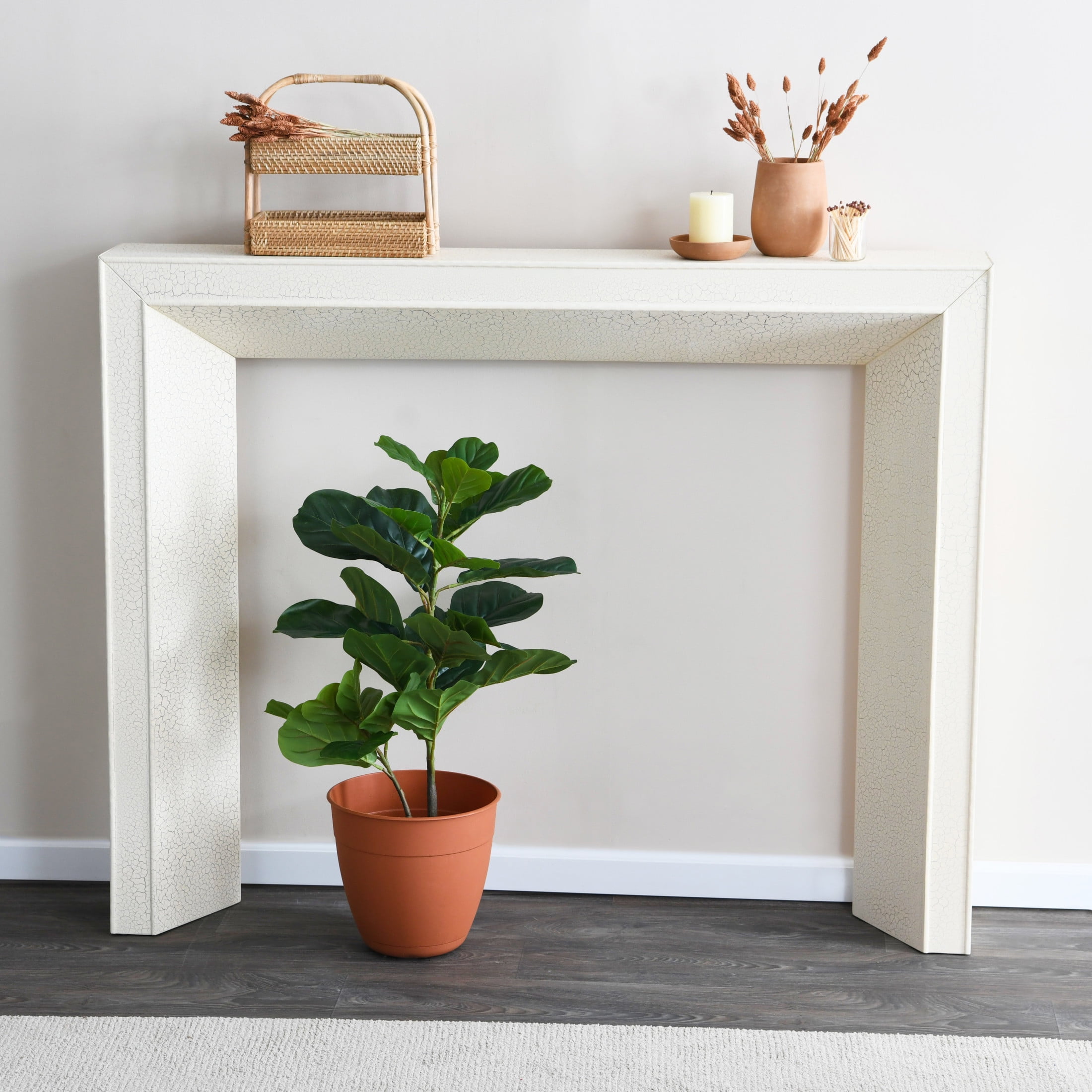 Creative Co-Op Modern Decorative Fireplace Mantel, Distressed Cream