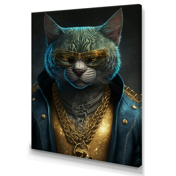 Designart Cat Gangster In NYC II Canvas Wall Art