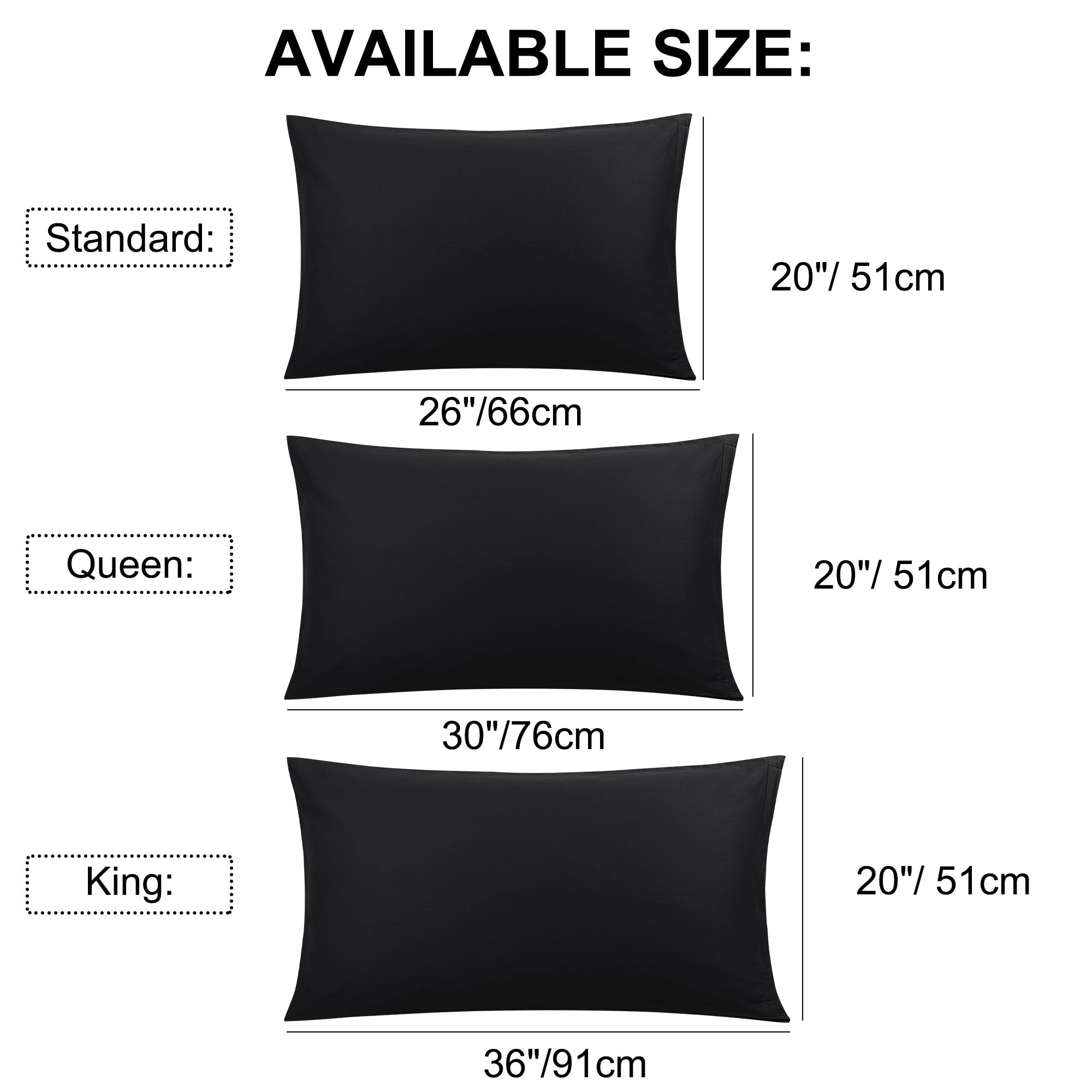 Unique Bargains Breathable Zipper Closure Cotton Pillowcases 2 Pcs Black Queen