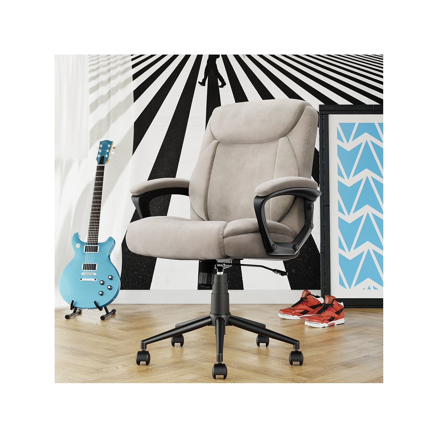Click365 Transform 1.0 Ergonomic Mid Back Desk Chair Fabric Beige