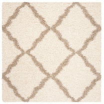 SAFAVIEH Daley Geometric Plush Shag Area Rug, Ivory/Beige, 8' x 8' Square