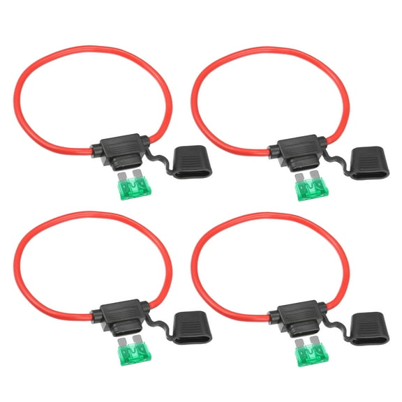 Unique Bargains 4 Set DC 12V 10 Gauge Car in Line ATC Blade Style Inline Fuse Holder with 30A Standard Fuse Black