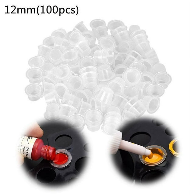 100Pcs Plastic Microblading Tattoo Ink Cup Cap Pigment Clear Holder Container S/M/L Size For Needle Tip Grip tattoo supplis
