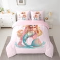 thumbnail image 2 of jejeloiu Letter A Monogrammed Twin Bedding Sets 7-Piece,Ocean Animal Mermaid Bedding Comforter Set,Pink Magic Sealife Sheet Sets For Child,Microfiber Room Decorative Reversible, 2 of 8