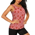 thumbnail image 2 of Xecao Red Strawberry print women's scoop neck, loose-fit workout tank tops for the gym., 2 of 9