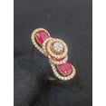 thumbnail image 3 of Pave 5.70 Cts Round Brilliant Cut Diamonds Pear Ruby Cocktail Ring In Hallmark 14K Rose Gold, 3 of 13