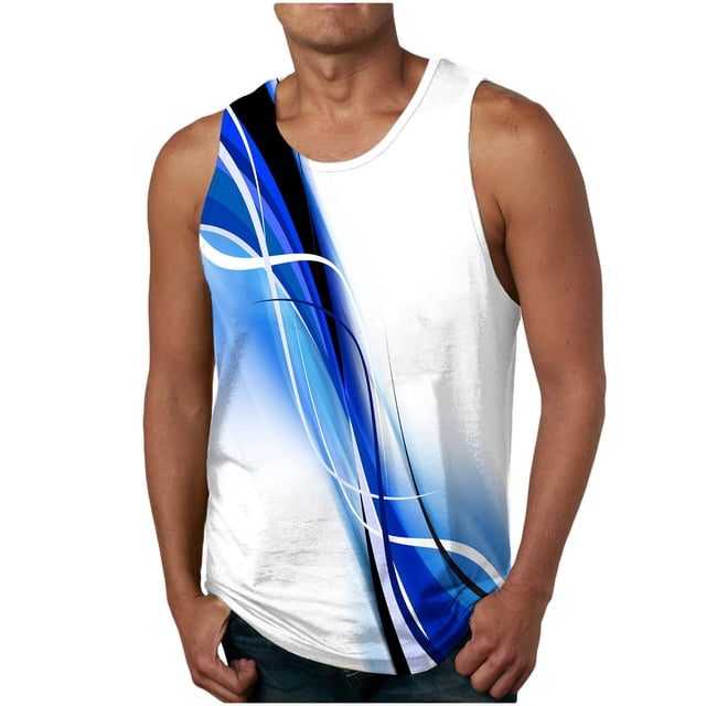 Birdeem Men Casual Fashion Printing Pullover Round Neck Sports Tank Tops Vest