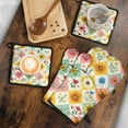 thumbnail image 5 of Pioneer Flower Kitchen Oven Mitt and Pot Holder Sets 4 Pcs for Baking, Cooking and Grilling, Heat Resistant Up To 392 °F, 5 of 7