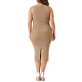 thumbnail image 4 of DARING DIVA Plus Size Sweater Twist Front Halter Neck Midi Dress 1X Khaki, 4 of 6