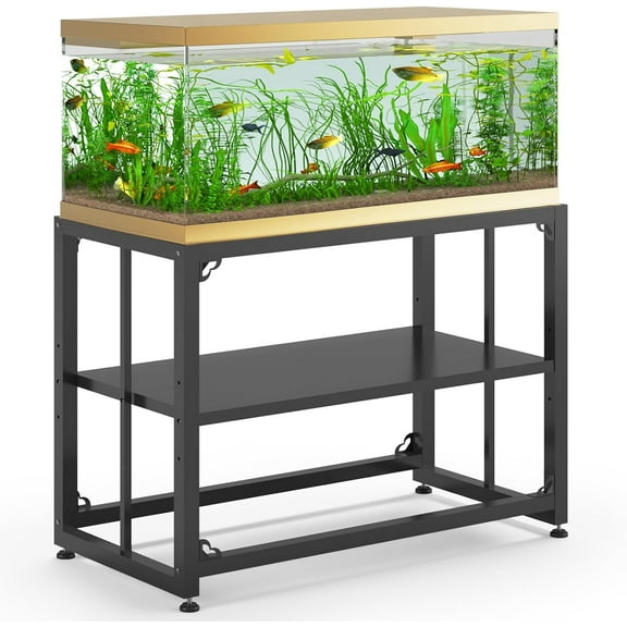 Fish Tank Stand 40 Gallon, Metal Aquarium Stand 36.5" L x 18.5" W*29.5”H, Double-Layer Storage Design, Suitable for Home and Office Use, 660LBS Capacity, Black (Tank not Included)