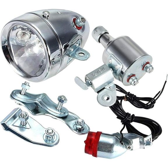 12V 6W Friction Generator Dynamo Headlight Tail Light Kit for Bicycle Motorized Bike