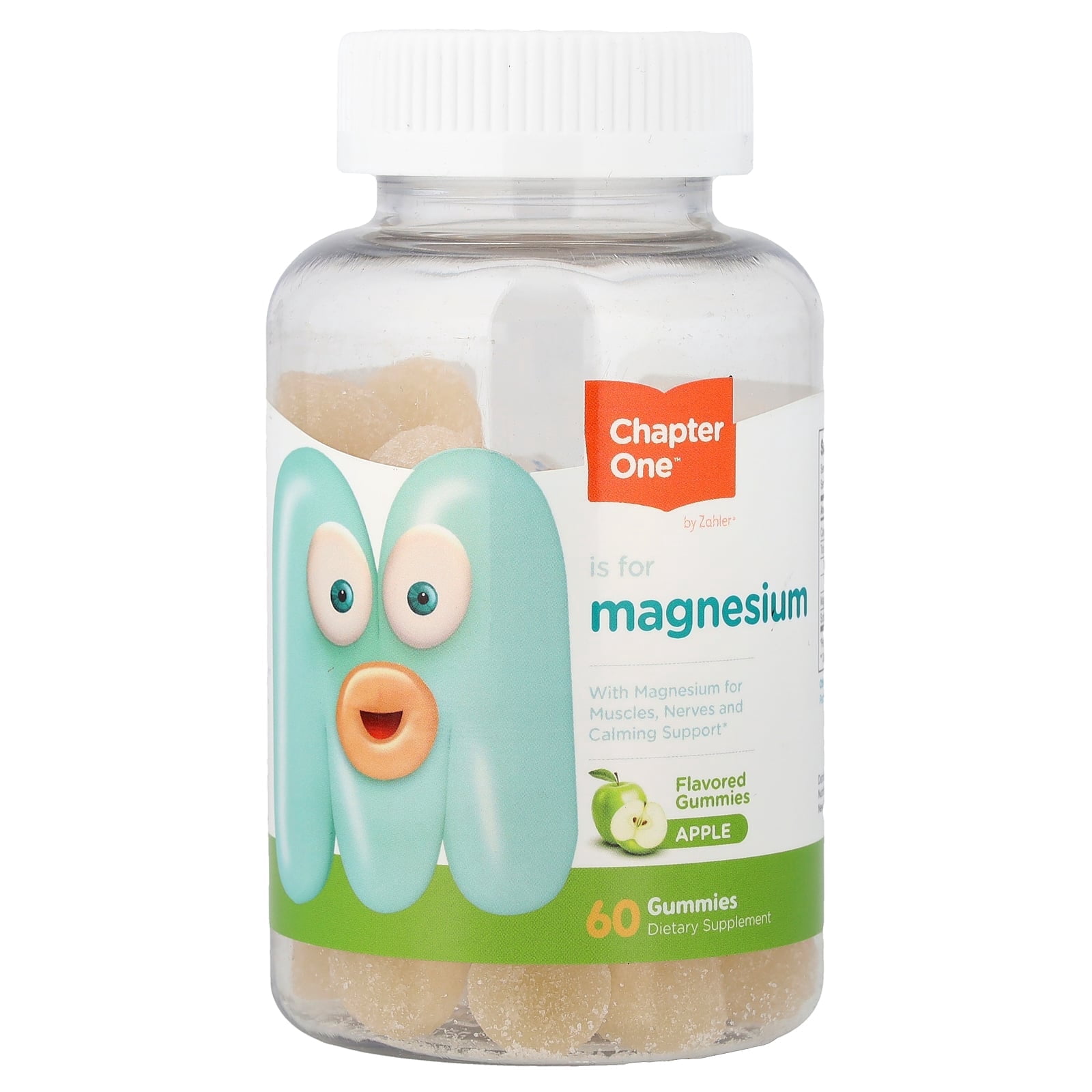 Chapter One Magnesium Gummies for Kids, Apple Flavor, 60 Gummies, 50 mg Each, Magnesium Supplements, Calm Magnesium & Calm Gummies