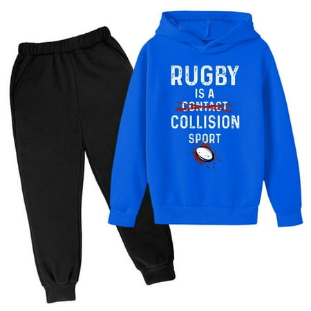 

New Hooded Football Letter Printed Hoodie Pants Children s Casual Sweatshirt Fashion Trend American Football Fans Sports Rugby Activity Gift 5 Years-6 Years