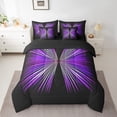 thumbnail image 2 of Erosebridal Ensemble de Literie Papillons Abstraits Format Simple, Ensemble de Lit Lignes Géométriques, Violet, Réversible 7 Pcs, 2 of 5