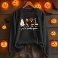 thumbnail image 4 of Spooky Goose Ghost Halloween Sweatshirts for Women 2025 Crewneck Funny Ghost Graphic Sweatshirt Pullover Tops, 4 of 6
