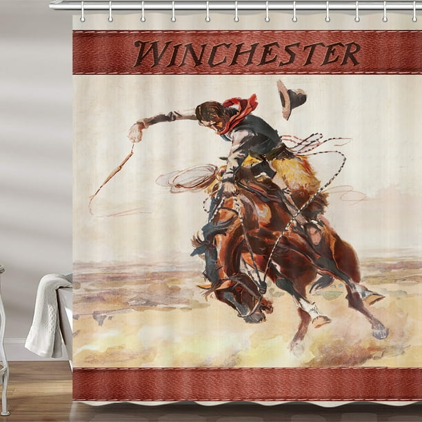 Western Cowboy Shower Curtain, Southwest Primitive Country Desert