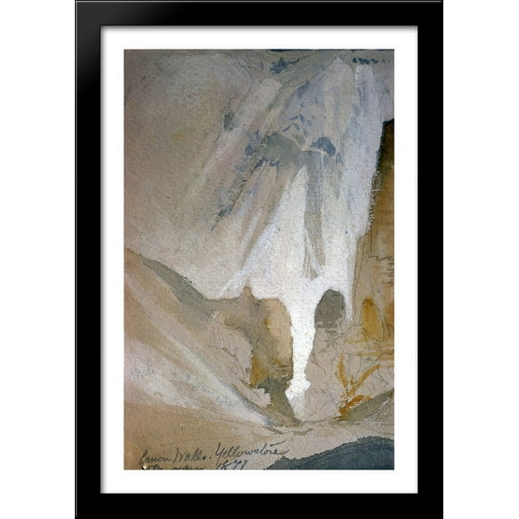 Canyon Walls, Yellowstone (sketch) 28x40 Large Black Wood Framed Print Art by Thomas Moran