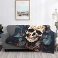 thumbnail image 2 of Balery Vintage Leaf Flower Skull Manta de Franela con Dibujo, Lujo Ultra Suave y Cálido, Antipelusa y Resistente a las Arrugas para Cama, Sofá, Camping -80"x60", 2 of 6