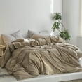 thumbnail image 5 of MooMee Duvet Cover Set King 100% Washed Cotton Twill Ultra-Soft Breathable Linen Like 3-Piece (Mocha Brown, 104"x90"), 5 of 6