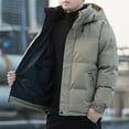 thumbnail image 6 of ZUKMRJPC Men's Padded Jackets Full Zipper Solid Color Loose Fit Hooded Winter Coats Thickened Warm Outdoor Bread Coats with Pockets, 6 of 7