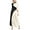 White, variant on Efsteb 2025 Fall Fashion Dress for Women Elegant Long Sleeve Color Block Maxi Dress Mock Neck Pleated Wedding Guest Maxi Dresses (White,L)