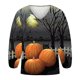 thumbnail image 5 of Mujer Otoño Invierno Casual Sexy Moda Camisa Halloween Impreso Manga Larga Puff Cuello V Jersey Top Fridja fjkfkj7718, 5 of 6