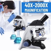 FOUR Es Scientific Compound Microscope for Adults & Students, 40X-2000X High-Power Biological Microscope for School, Home & Lab, with Slides Set & Phone Adapter