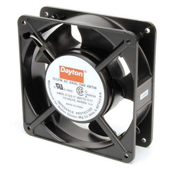 1PACK Dayton 4WT48 Axial Fan, Square, 115V AC, 1 Phase, 70/76 cfm, 4 11/16 in W.