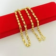 thumbnail image 2 of QQTDFG 24K Yellow Gold Plated 3 Wheat Beads Matte Twisted Chains Necklace for Men Women-default, 2 of 6