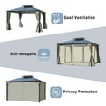 thumbnail image 5 of 10X12 Ft Hardtop Outdoor Gazebo, Heavy Double Roof Canopy with Double-Layer Side Walls, 2 Internal Hooks, Mosquito Netting and Curtains for Patio, Garden, Backyard and Lawn, Gray, 5 of 9