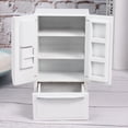thumbnail image 1 of 1: 12 Mini modelo de refrigerador de simulación de doble cubierta de madera de abedul para puerta, blanco con adornos plateados, 1 of 9
