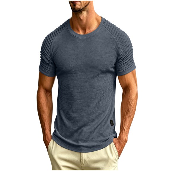 Gytharion Mens Ribbed T Shirts Fashion Solid Casual Crew Neck Textured Tees Relaxed Fit Comfortable Short Sleeve Big And Tall Undershirts