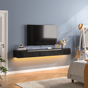 FloatiCasa 47-inch Fully Assembled Floating TV Stand Wall-Mounted High Gloss Entertainment Center for TVs up to 50