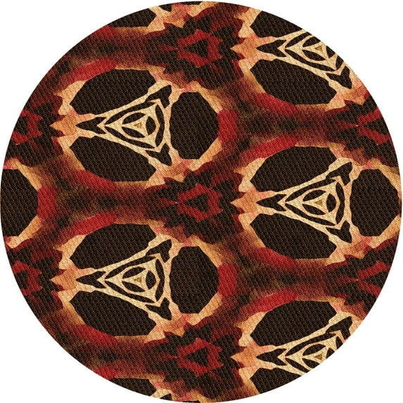 Ahgly Company Indoor Round Patterned Red Fox Red Area Rugs, 7' Round