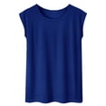 thumbnail image 1 of cfhntfmh Hauts d'Été pour Femmes Décontractés Col Rond T-Shirts Basiques Unis Confortables Manches Courtes Amples Chemises de Plage Vacances, 1 of 3
