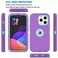 thumbnail image 3 of iPhone 13 Cases, 3 in 1 Sturdy Phone Case for Apple iPhone 13 6.1",Takfox Full-Body Shockproof Drop Protection Hybrid Bumper Rugged Rubber Cover Defend Matte Armor Phone Case -Purple, 3 of 6