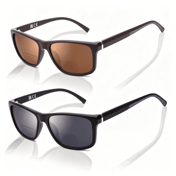 HBMYN Xl Bifocal Reading Sunglasses for Men Women,Top Clear Oversized Tr90 Wide Fit Sun Readers,Full Frame Uv400 Protection, Practical Bifocal Sunglasses for Men