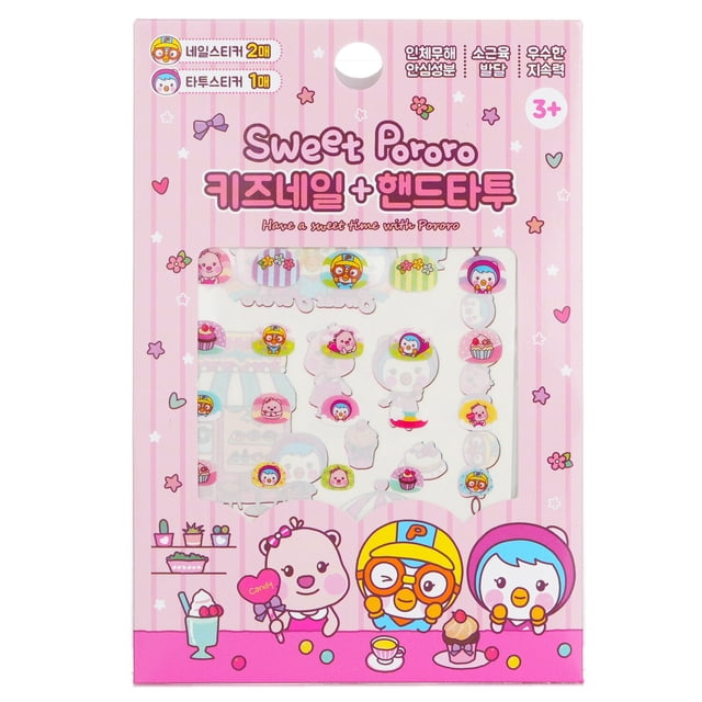 Tatuaje de uñas y manos para niños Pororo SPR 03, 1 pieza, abril, Corea