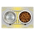 thumbnail image 1 of Grey and Yellow Pet Mat for Food and Water, Mandala Ombre Old Boho Pattern with Spiral Round Floral Print, Non-Slip Rubber Mat for Dogs and Cats, 18" X 12", by Ambesonne, 1 of 2