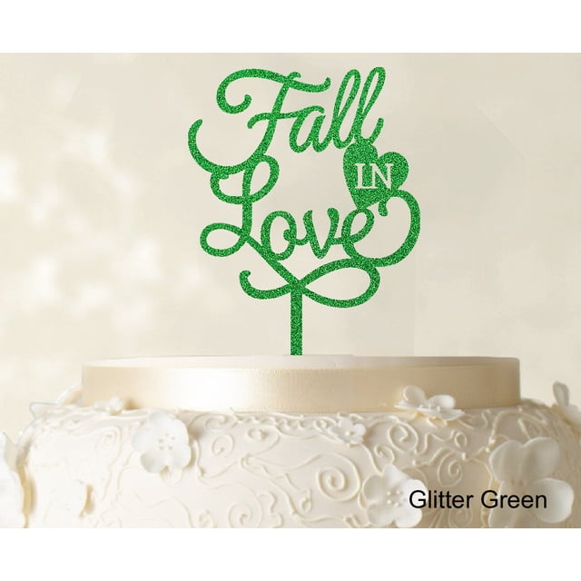 Fall In Love Wedding Cake Topper Personalized Glitter Cake Topper Cake Decoration Option Available 6-7 Inches Wide