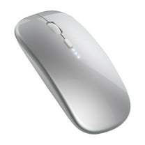 Fmbmuo Travel-Size Wireless Mouse Dual Mode Portable Silent Silver Wireless Mice Glossy Quiet Clicks for Office/Home