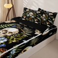 thumbnail image 3 of Homewish Spooky Skull Butterfly Zipper Full Size Comforter Sets with Fitted Sheet and 2 Pillowcases for Kids, Rustic Mushroom Botanical Zipper Bedding Set, Black Reversible, 4 Pieces, 3 of 6
