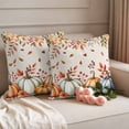 thumbnail image 2 of Orange Blue Pumpkins Fall Outdoor Waterproof Pillow Covers, Thanksgiving Fallen Leaves Decorative Square Throw Pillowcase Sofa Cushion Sham for Patio/Couch/Chair, 20"x20" 2 Pack, 2 of 8