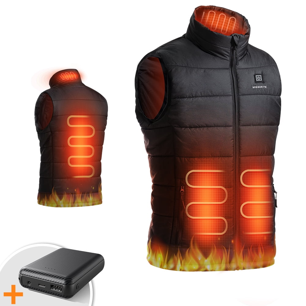 JXTOO Men's Lightweight Heated Massage Vest Size XL with Battery Pack Black