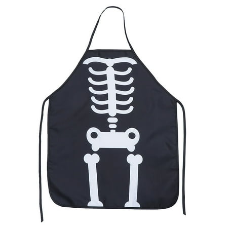 

1pc Halloween Cooking Apron Skull Sleeveless Adult Household Apron (Black)