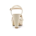 thumbnail image 2 of BLISSFUL STEP Women's Fashion Platform Strap Slingback Chunky Heel Open Toe Sandals Beige 6, 2 of 7
