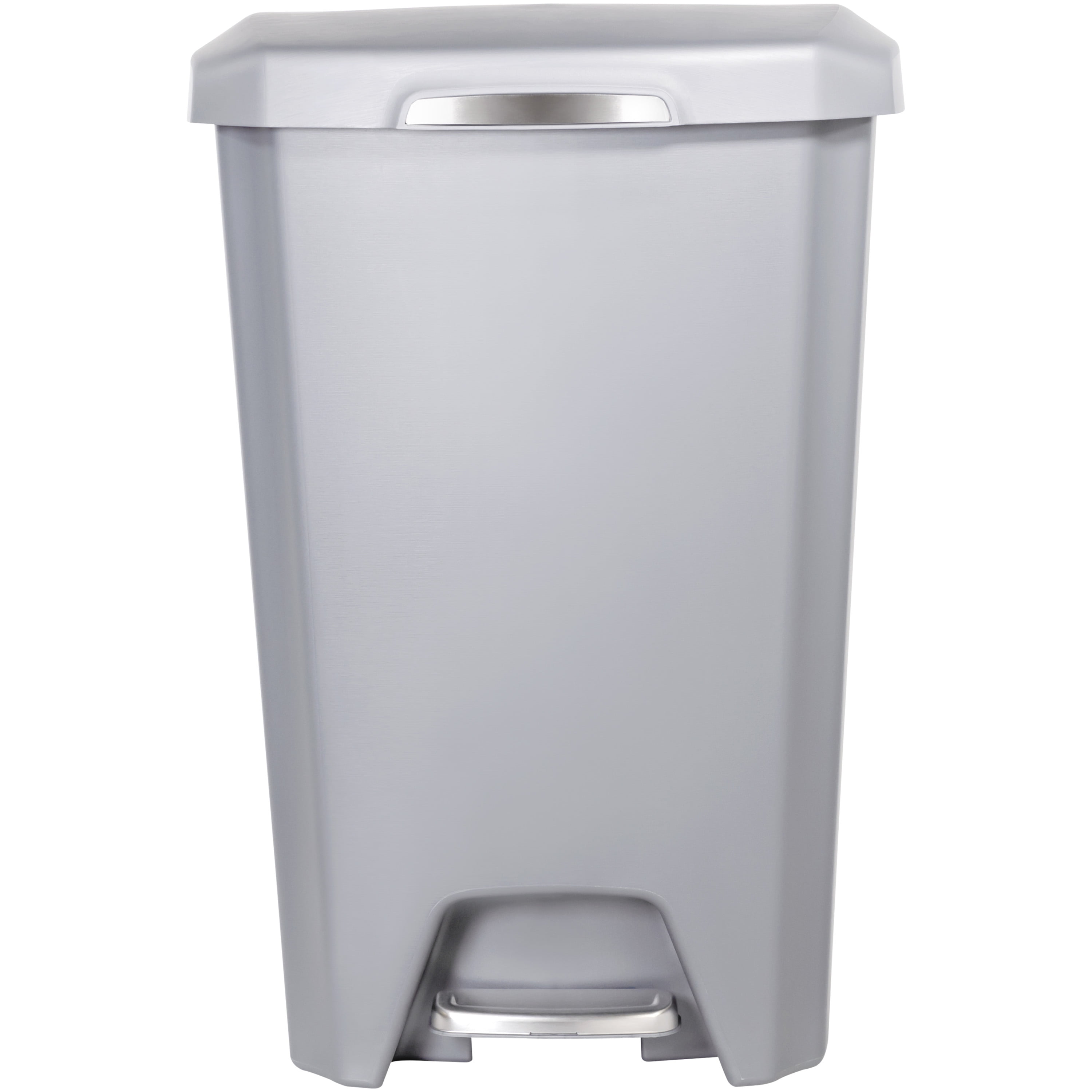 Hefty Kitchen Trash Can, 12.1 Gallon Plastic Step Garbage Bin with Soft Close Foot Pedal Lid, Gray