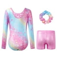 thumbnail image 3 of Gymnastics Leotards for Girls Cross Back,Long Sleeve Sparkly Dance Biketards with Shorts Ballet Outfit for 3-12 Years, 3 of 10