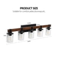 thumbnail image 2 of Jopath 35" Rustic 5-Light Vanity Light, Industrial Bathroom Wall Sconce with Glass Shades and Wood Accent, Modern Farmhouse Lighting Fixture for Bathroom, Bedroom, or Hallway(No Bulbs), 2 of 8
