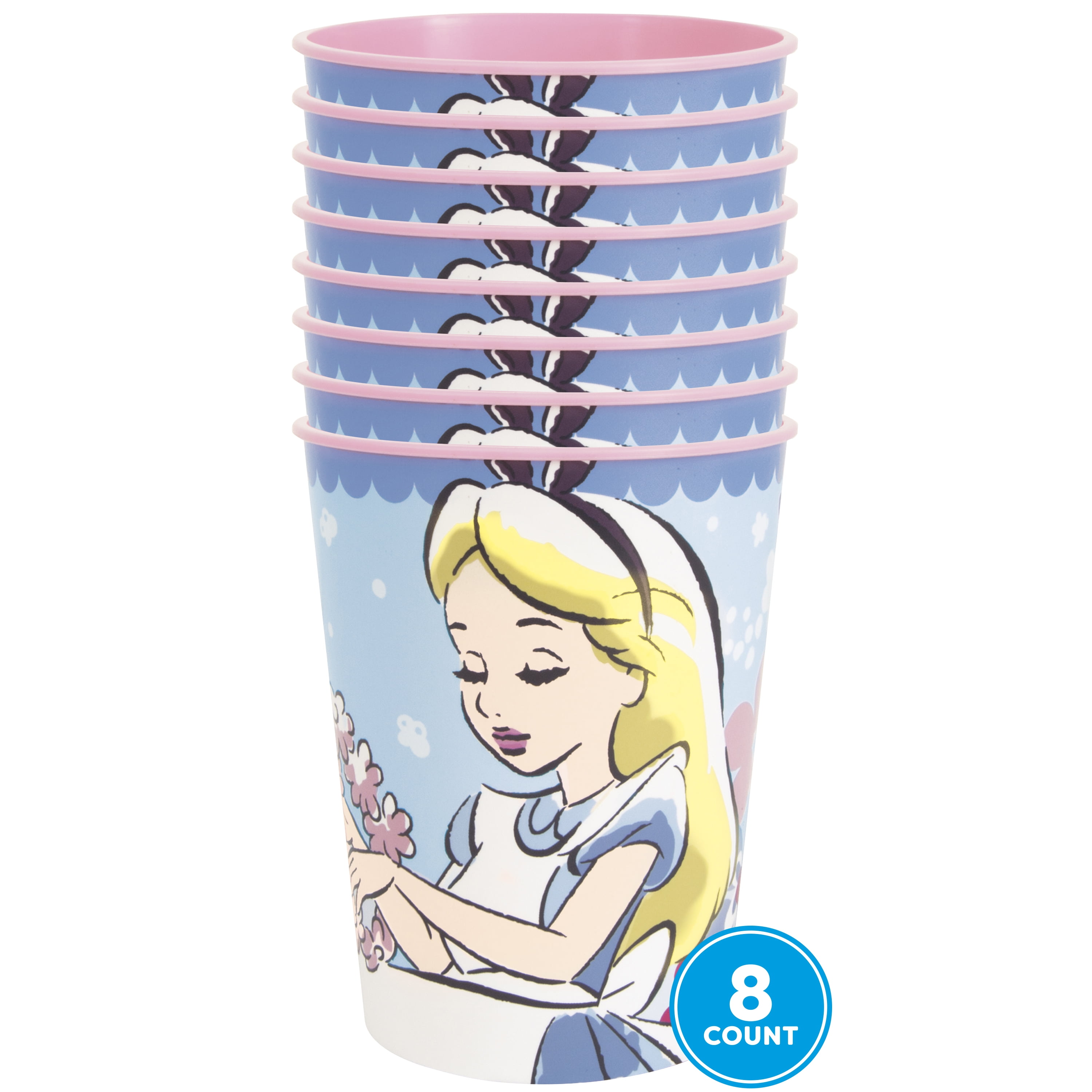 Alice in Wonderland Plastic 16 oz Cups, 8 Count